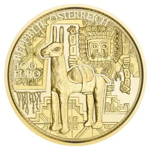 Der Goldschatz der Inka polierte Platte Avers 100 Euro Goldmuenze 2021